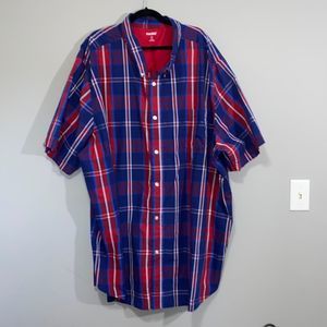 KingSize Size 5XL Tall Plaid Button Down Shirt Collared